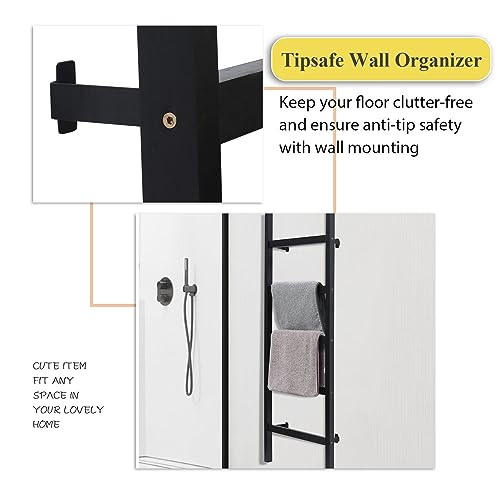 Wall Mounted Wooden Blanket Ladder with Towel Rack a7