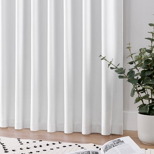 Faux Linen Blackout Curtains 84 Inch Light Grey Thermal Insulated Drapes k7