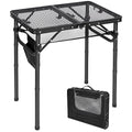 REDCAMP Folding Portable Grill Table for Outside, Lightweight Aluminum Metal Grill Stand Table for Camping Cooking BBQ RV Picnic,Easy to Assemble with Adjustable Heights Legs,Silver 32”x32”