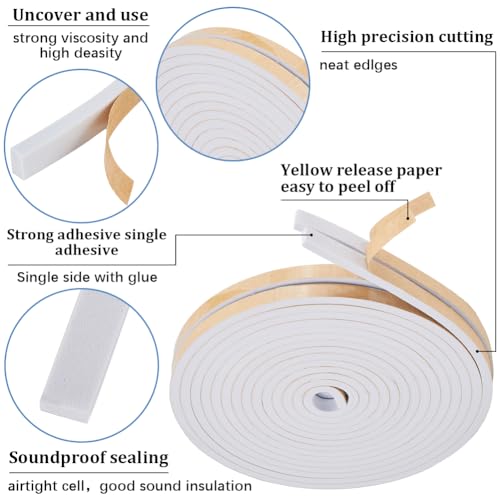 Foam Insulation Tape Self Adhesive Soundproofing Weather Stripping 10m x 10mm x 2.5mm k7