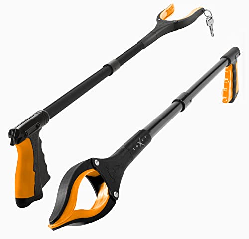 Grabber Reacher Tool - 2 Pack - Newest Version Long 32 Inch Foldable Pick Up Stick - Strong Grip Magnetic Tip Lightweight Trash Picker Claw Reacher Grabber Tool Elderly Reaching - by Luxet (Pink)