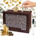 Cash Saver Box Cash Vault Wooden Savings Box Money Box with Counter Wooden Cash Storage Bank Retro Cash Saver Wooden Money Jar Piggy Bank with Numbers Tick for Children and Adult(10000 Dollar)