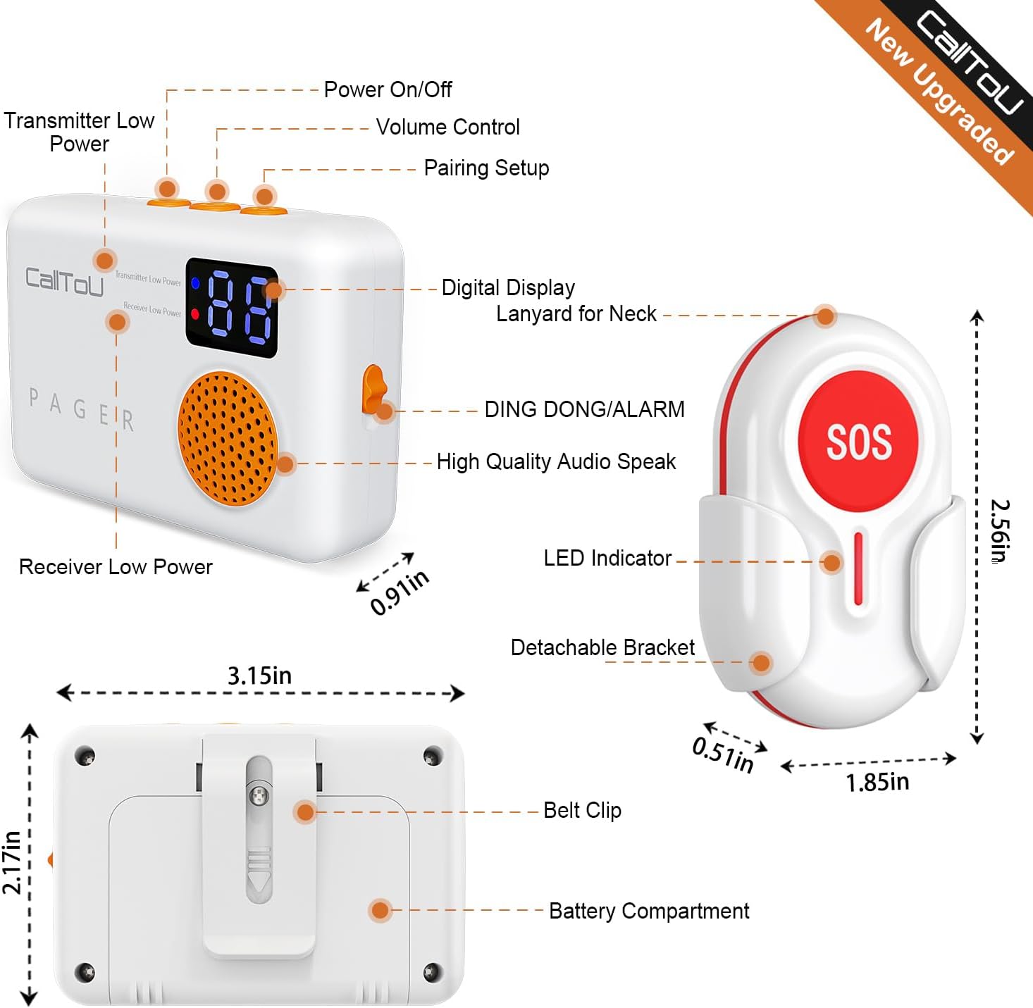 Caregiver Call Button Wireless Pager System for Elderly Monitoring a7k