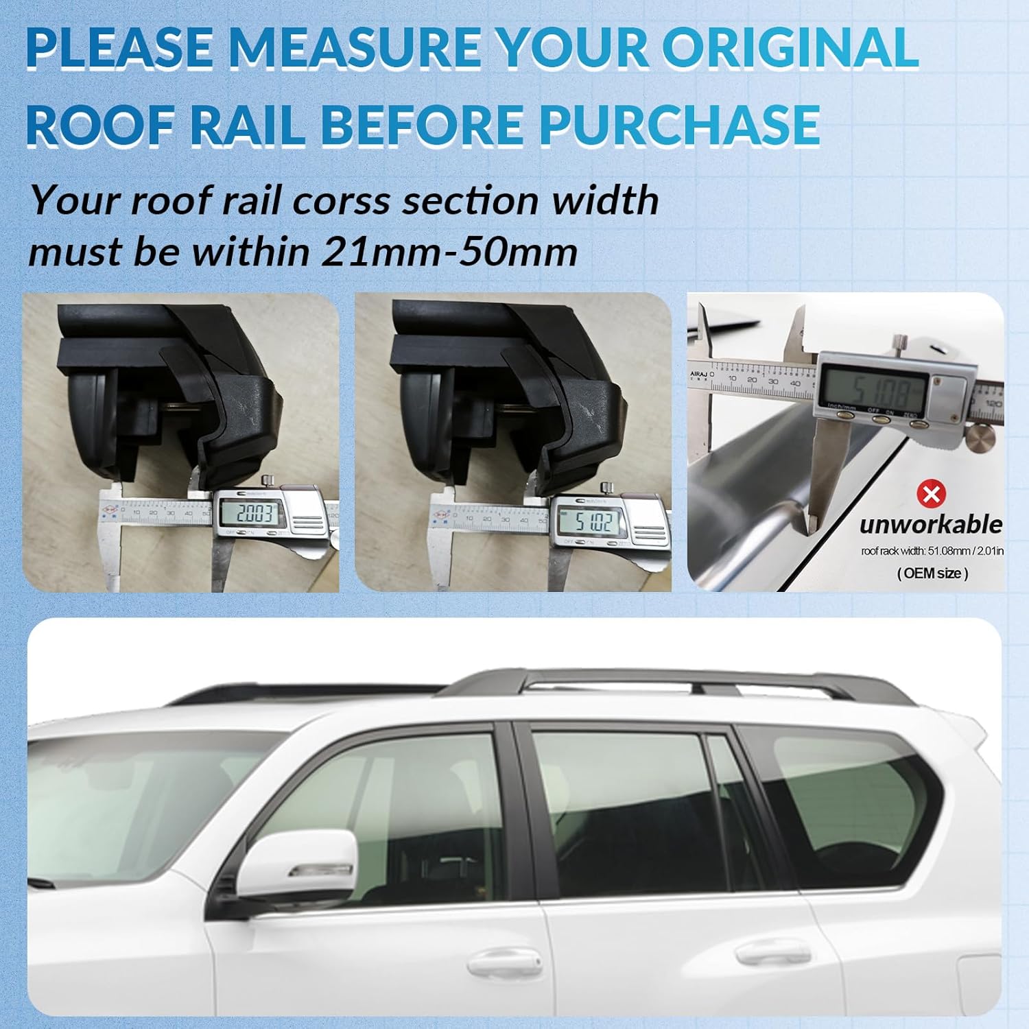 Roof Rack Cross Bars Adjustable Lockable Aluminum Black 7k
