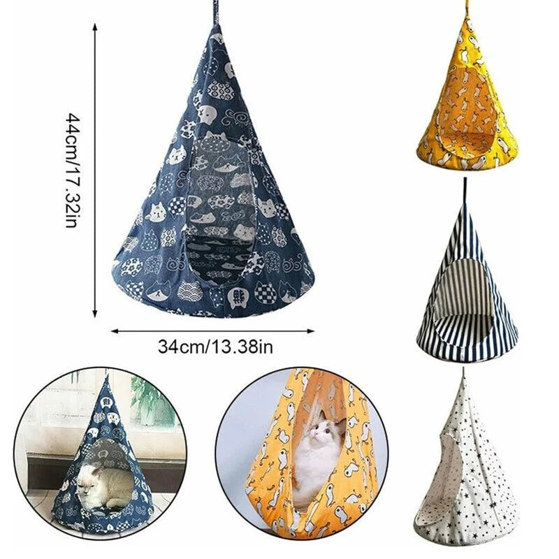 Cat Hammock Bed Hanging Pet Swing Blue a7