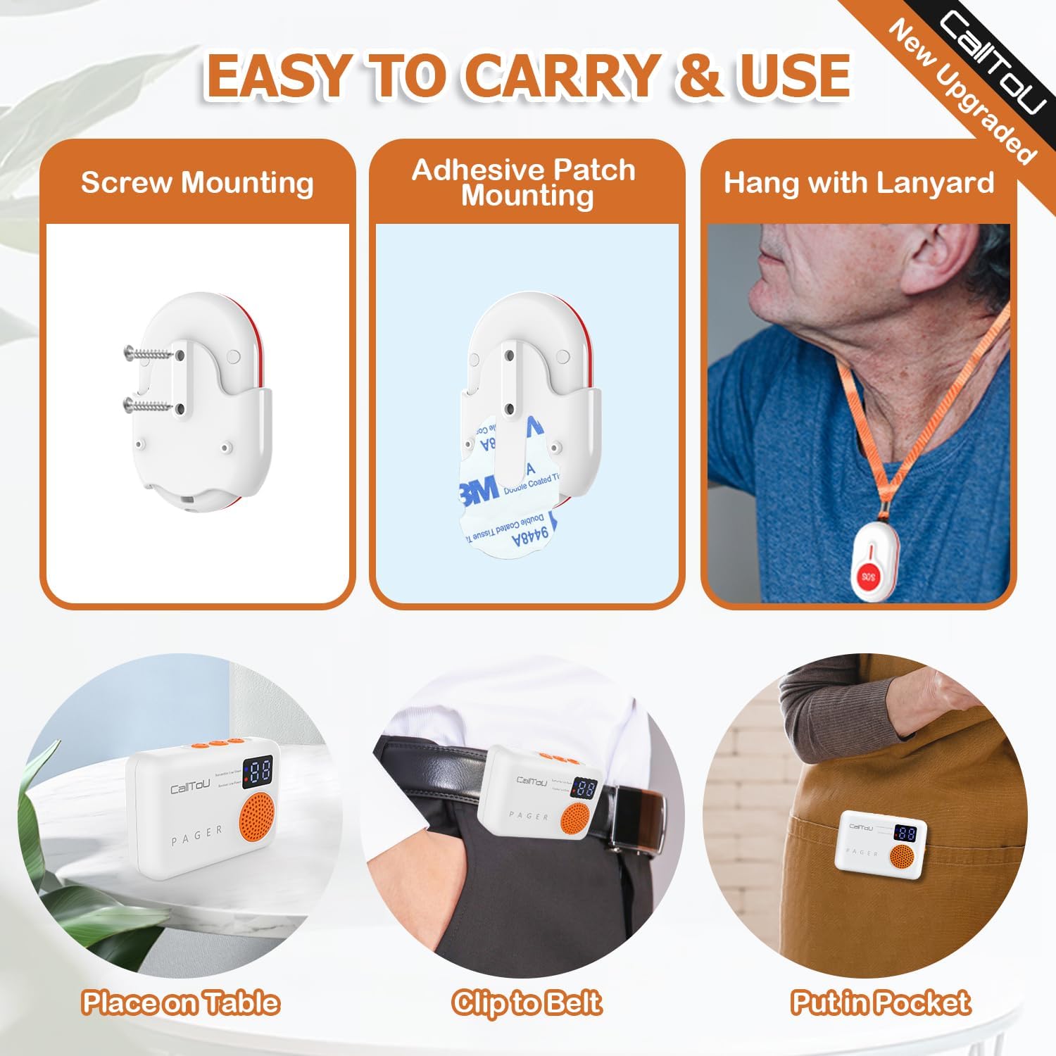 Caregiver Call Button Wireless Pager System for Elderly Monitoring a7k