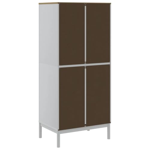 Wooden Wardrobe Closet with Doors and Storage Cabinet, Brown 30.3x20.9x67.3 in q7