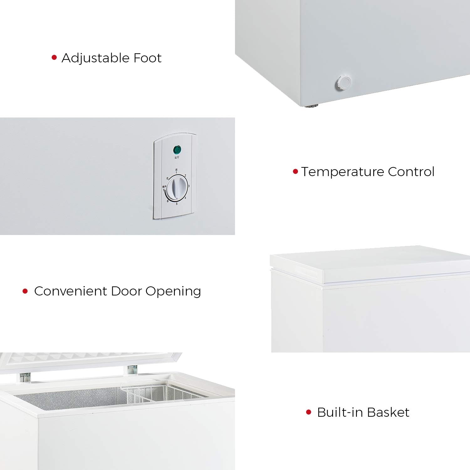 7.0 Cubic Feet Chest Freezer with Adjustable Thermostat and Storage Basket k9m