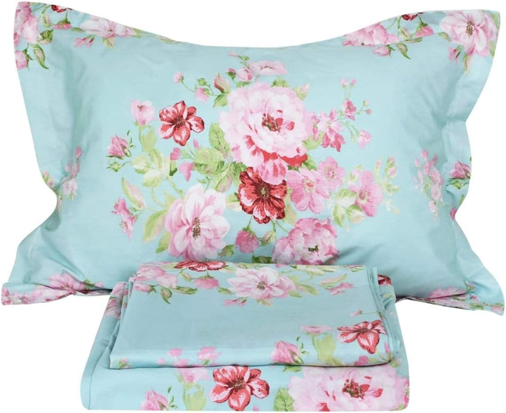 Floral Cotton Sheet Set King 4-Piece Deep Pocket a7