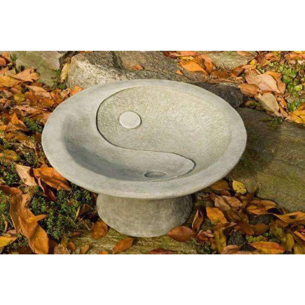 Campania International Yin Yang Brown Stone Pedestal Birdbath