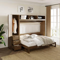Merax Full Size Murphy Bed Frame Wallbed with Wardrobe,3 Drawers and Open Shelves,Space-Saving Design