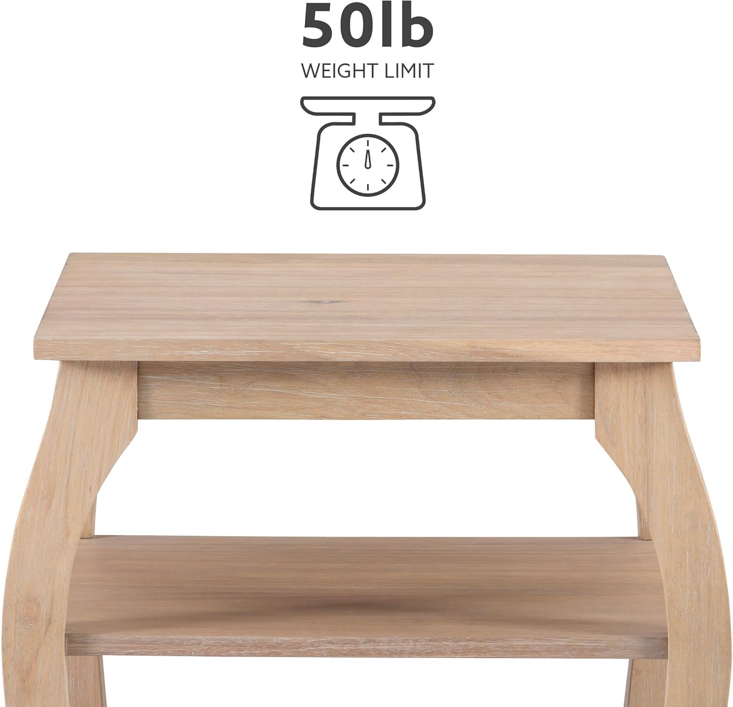 Wooden Side Table with Curved Legs and Shelves k7