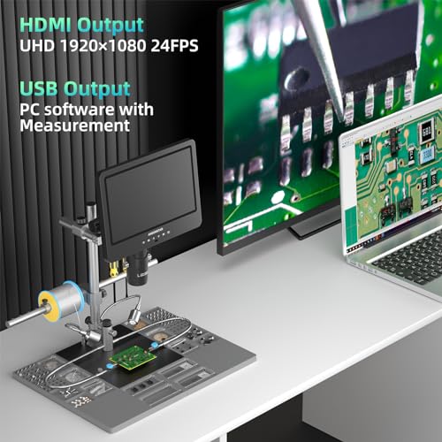 Andonstar AD246S-M Plus 7'' HDMI Soldering Digital Microscope for Electronics Repair, 2000x 3 Lens 2160P UHD Video Record, Soldering Microscope Station with Helping Hands, Coin Microscope, 32GB Card  
7英寸 HDMI 焊接数码显微镜 2000倍 三镜头 4K录像 带辅助支架 32G卡 k7