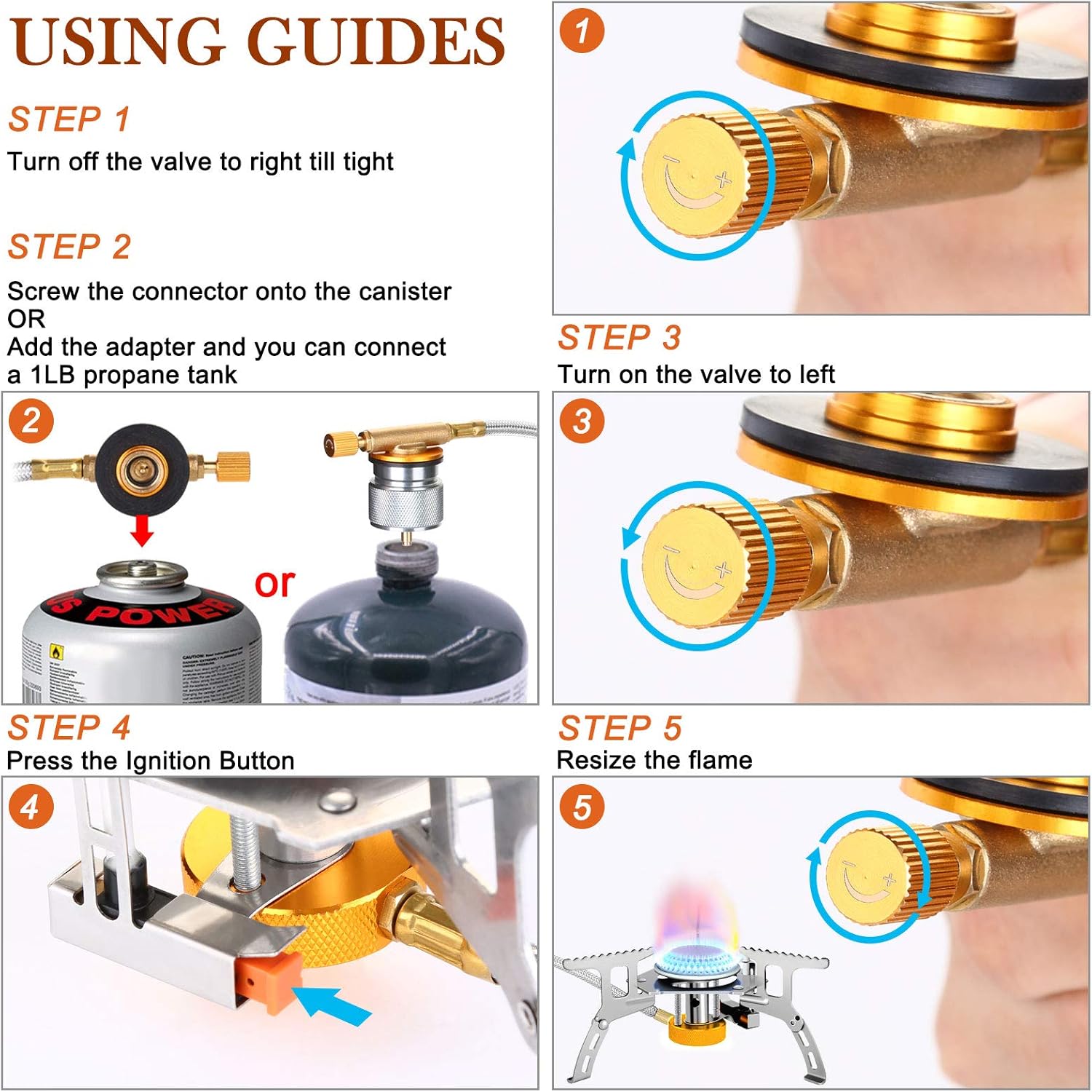 Camping Gas Stove 3700W Portable Burner with Piezo Ignition k7m
