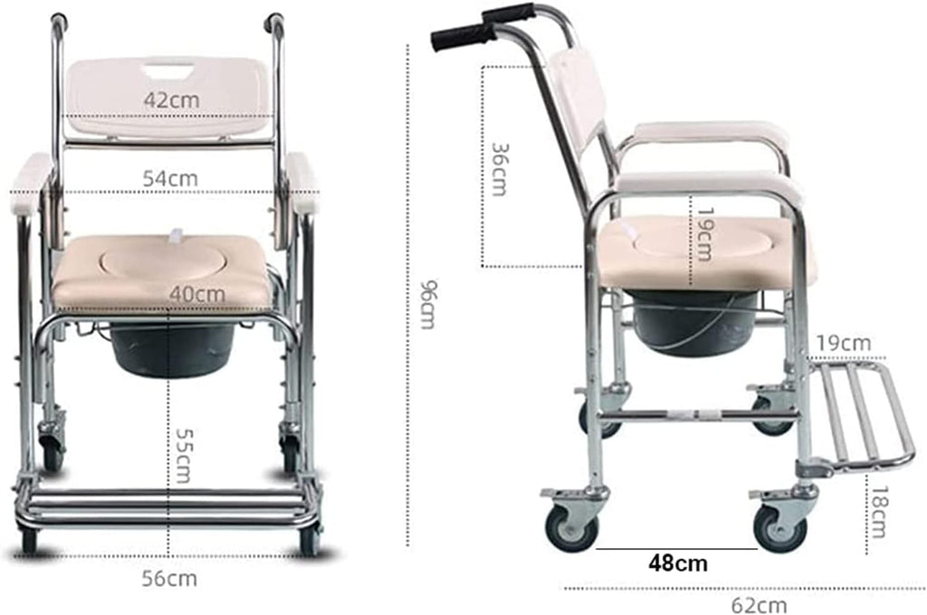 Shower Commode Chair with Wheels 3 in 1 for Elder Disabled q7