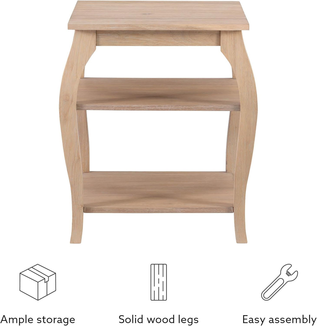 Wooden Side Table with Curved Legs and Shelves k7