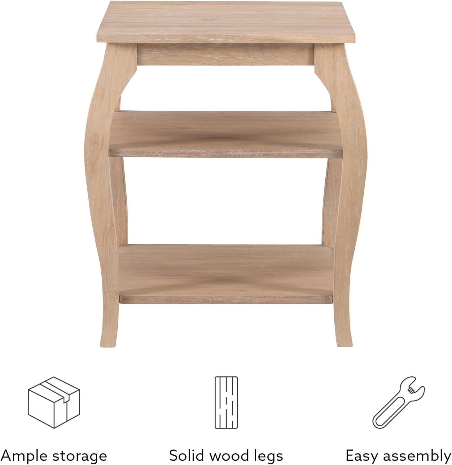 Wooden Side Table with Curved Legs and Shelves k7