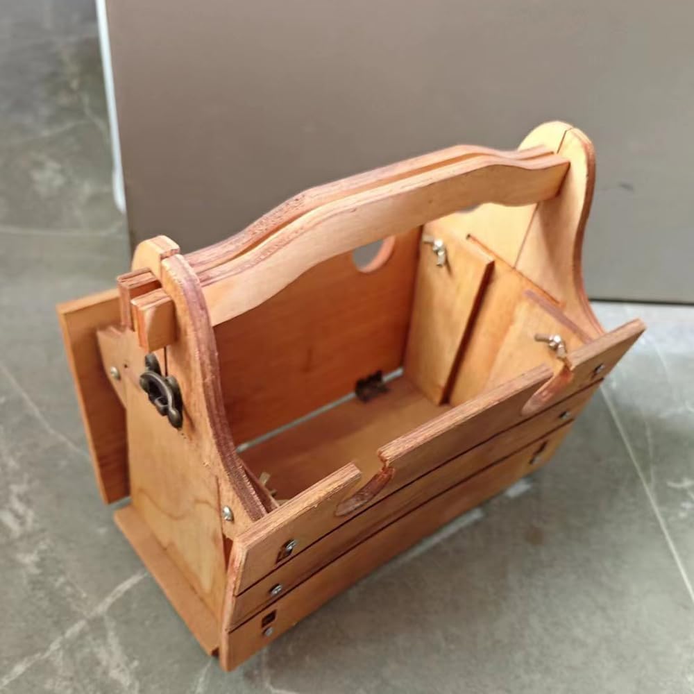 Wooden Folding Picnic Basket Table with Wine Glass Holder a7