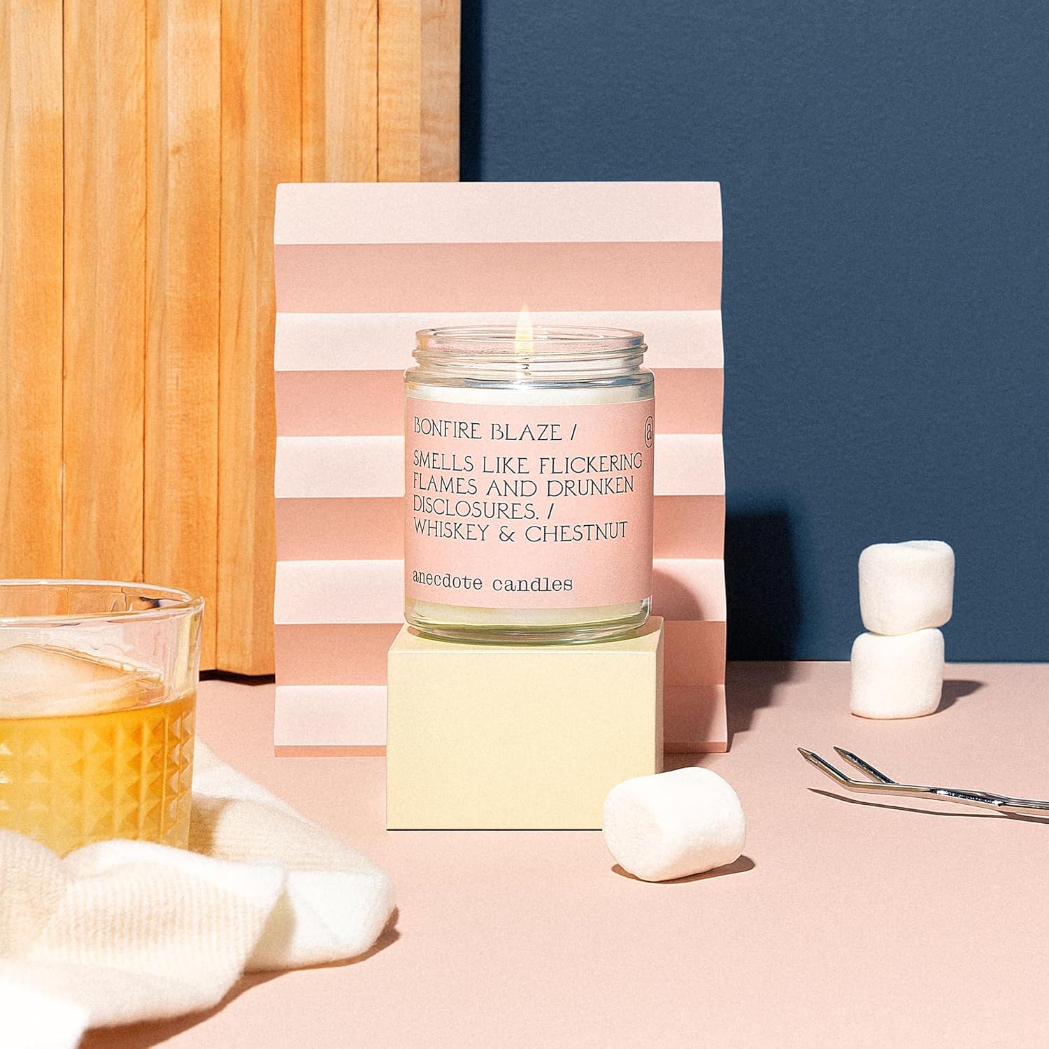 Coconut Soy Wax Candle Jar Whiskey Chestnut Scent 7.8 Oz k9