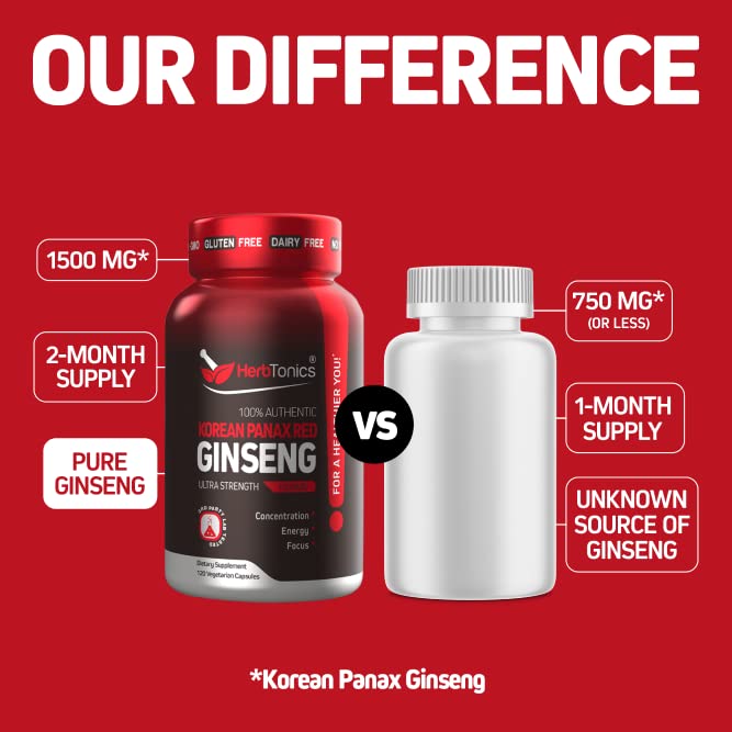 Korean Red Panax Ginseng 1500mg Root Extract Supplement 120 Capsules k7