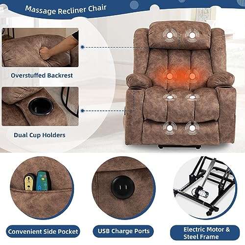 Electric Power Lift Recliner Chair with Heat and Massage Gray a7