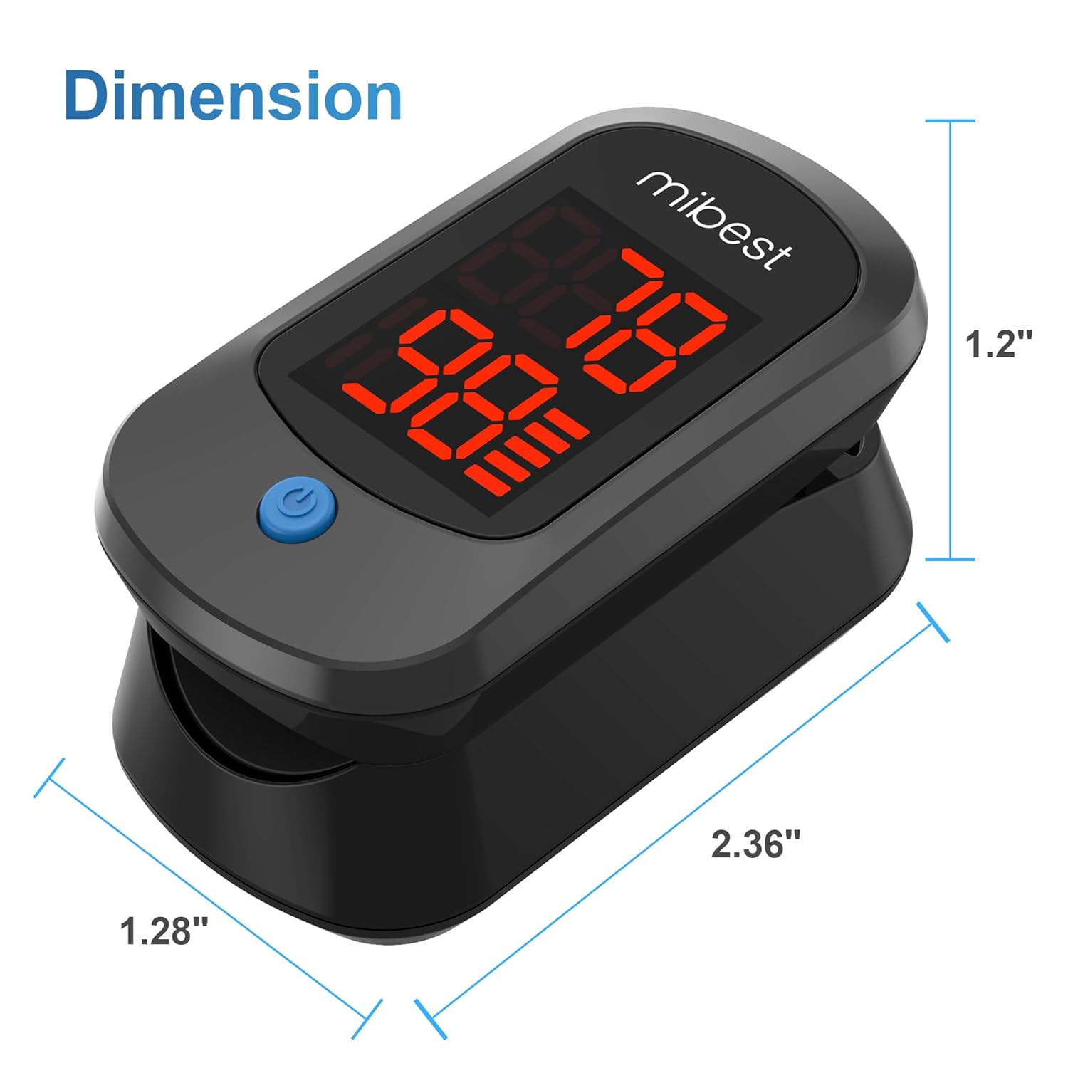Pulse Oximeter Blood Oxygen Monitor with Batteries Black k7x