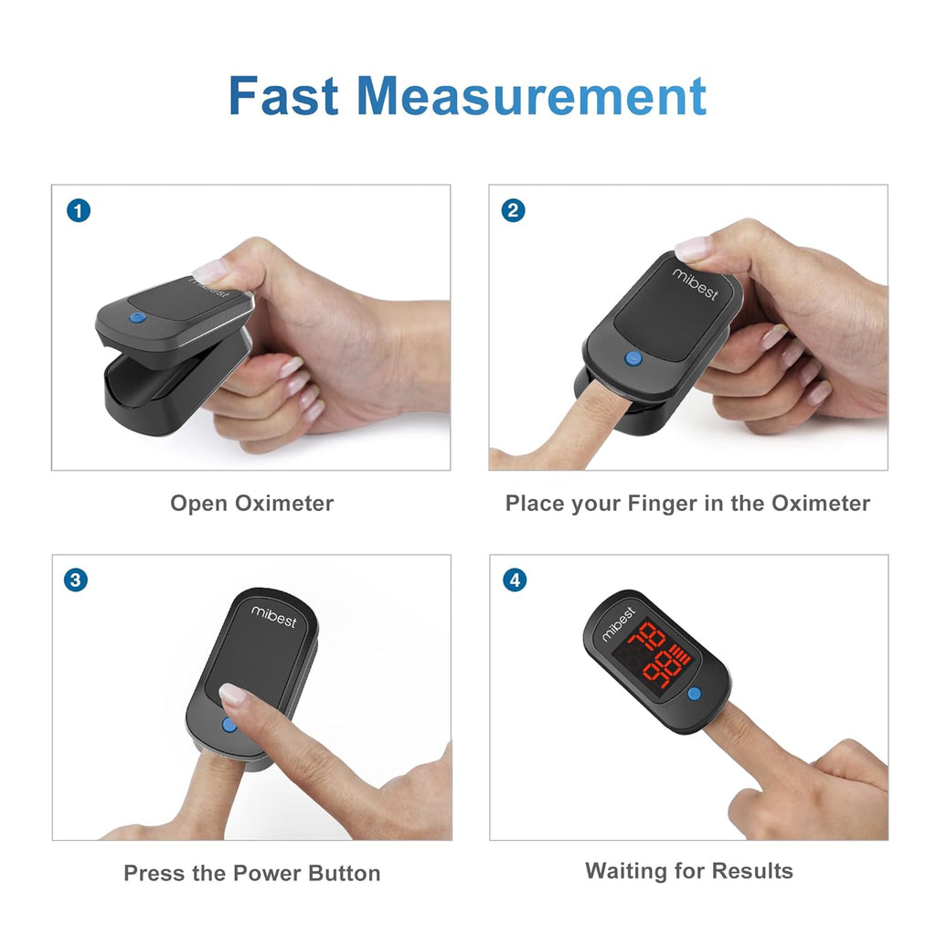 Pulse Oximeter Blood Oxygen Monitor with Batteries Black k7x