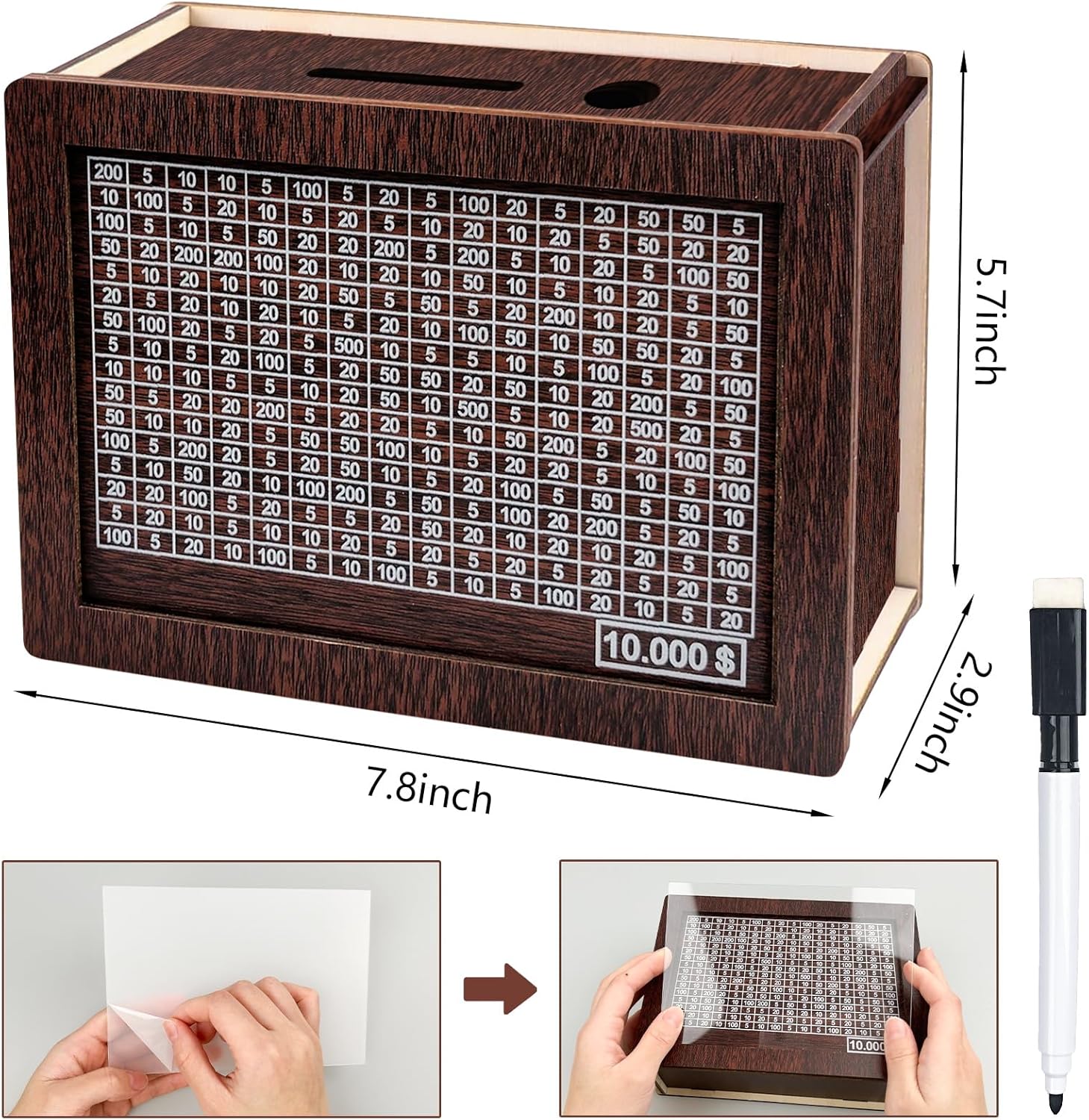 Wooden Money Saving Box with Counter for Adults and Kids a7