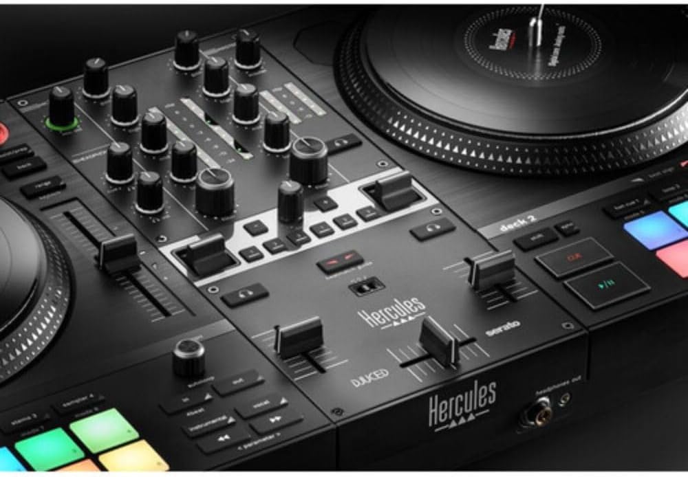 DJ Controller 2 Deck Motorized with Cover and Headphones k7