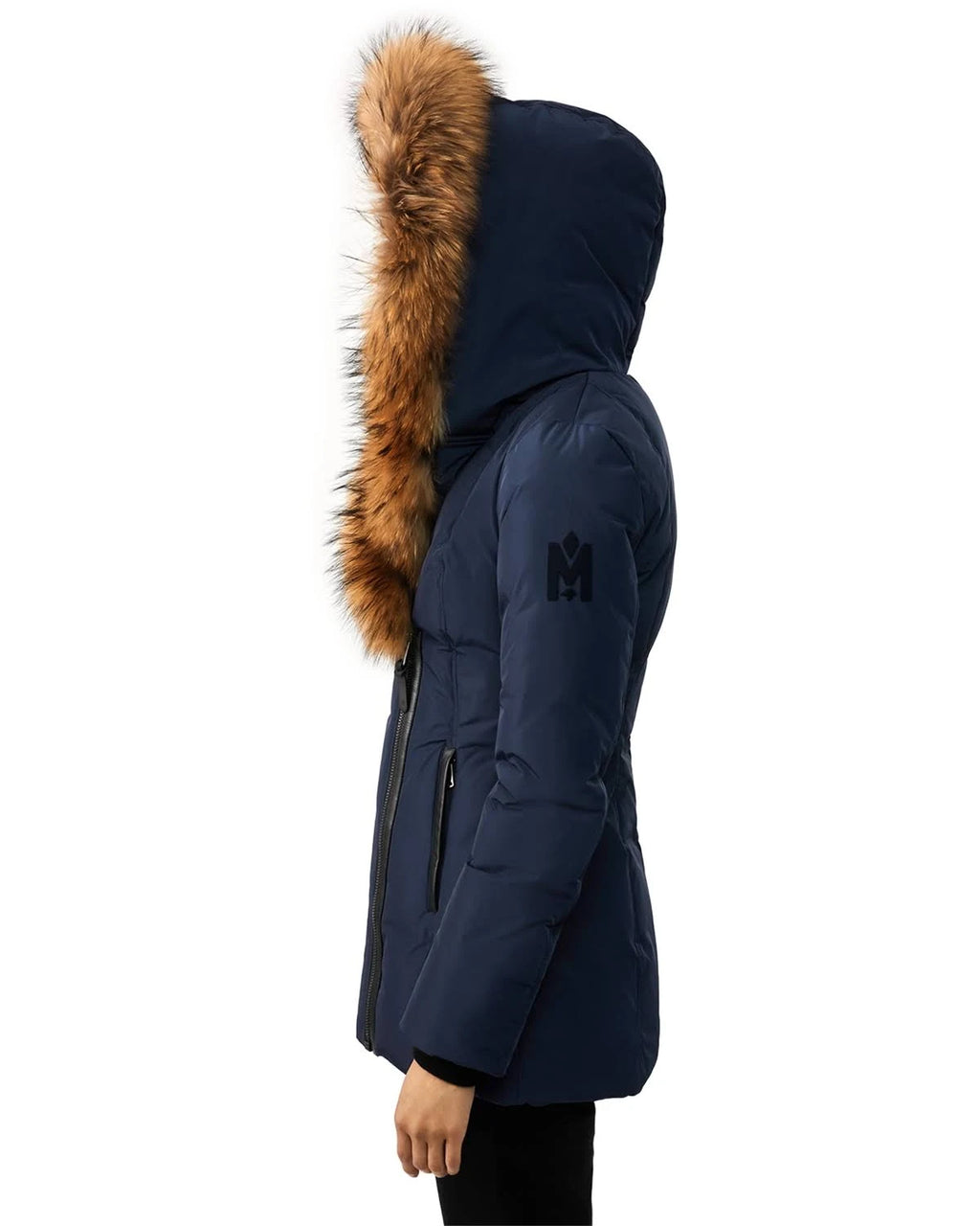 Coat with Fur Trim Navy S7