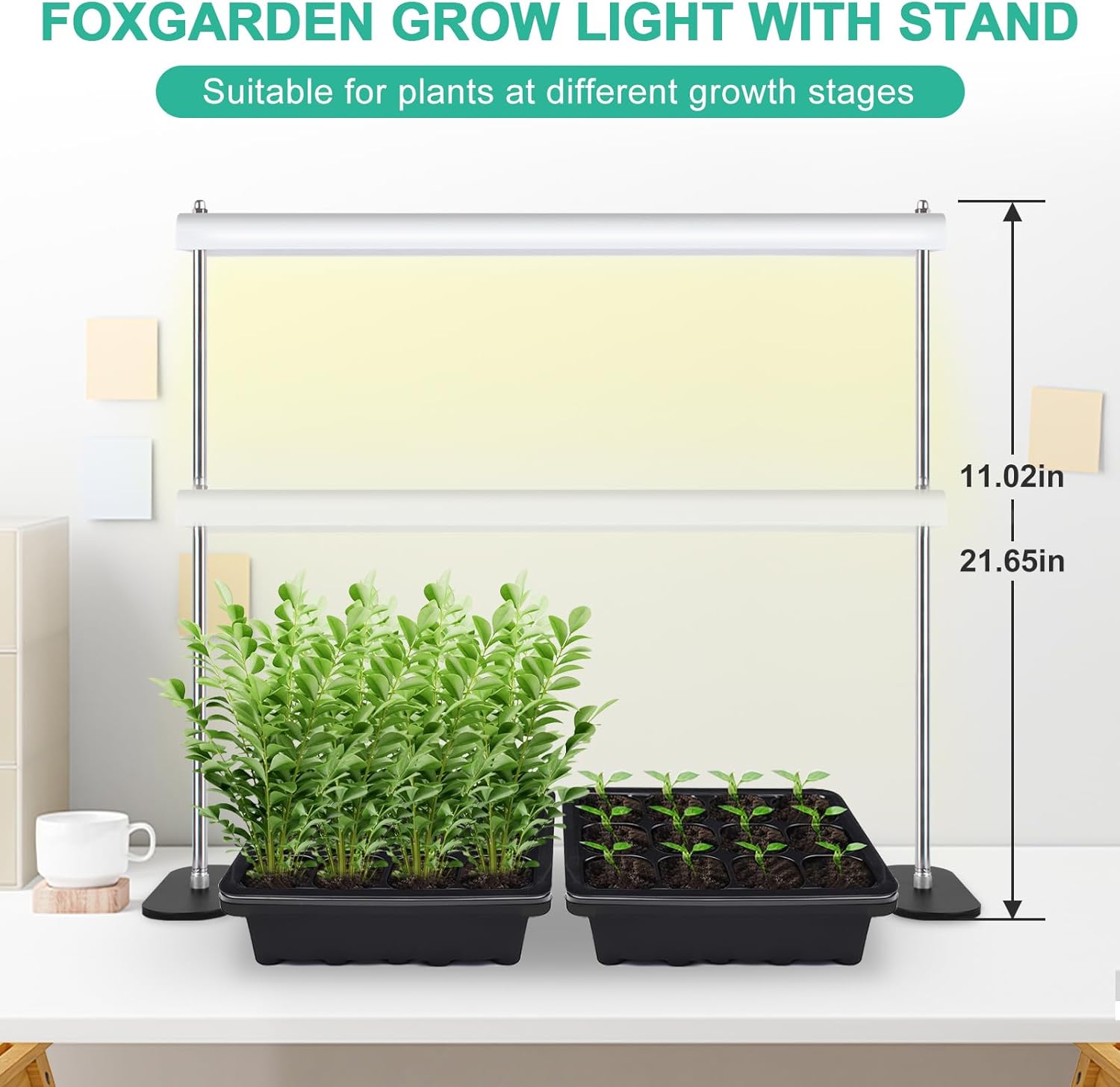 Grow Light Stand with LED Timer and Adjustable Height for Indoor Plants k7p