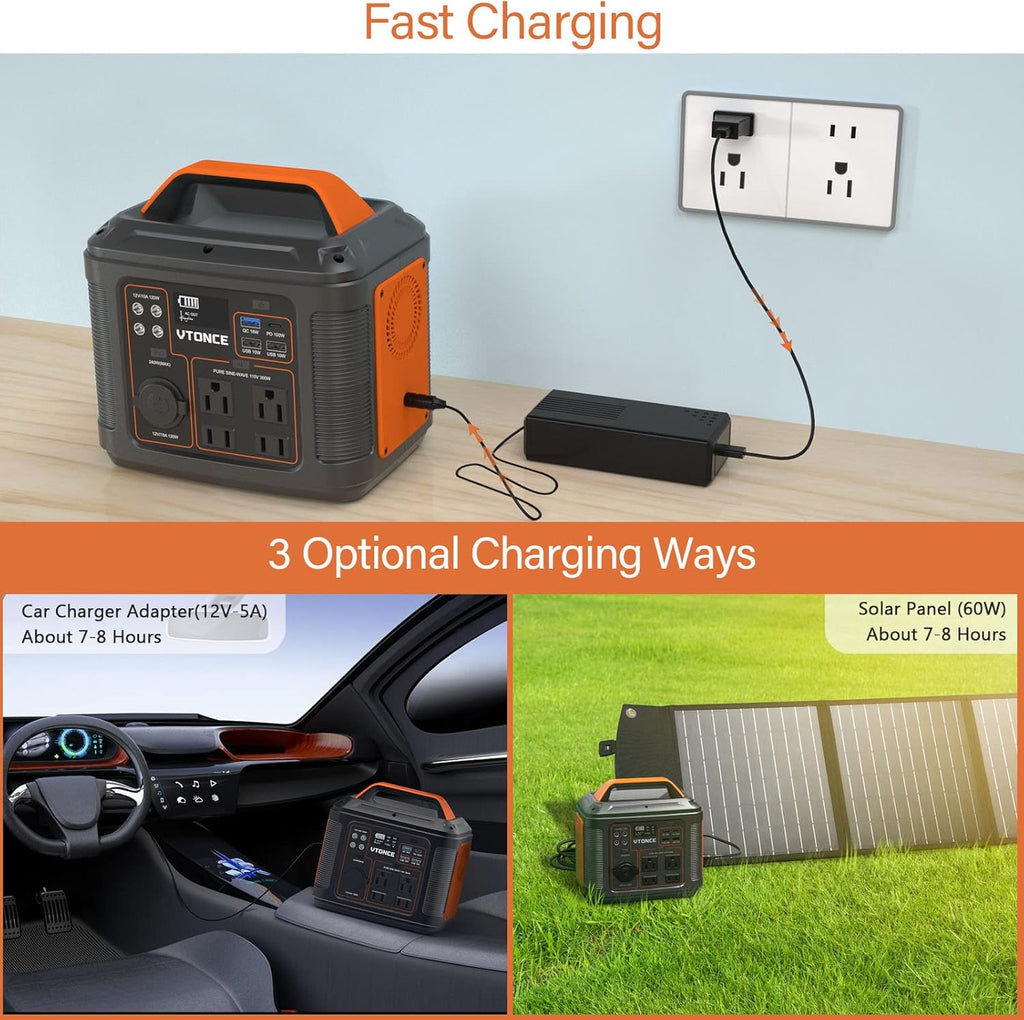 Portable Power Station 300W Solar Generator 296Wh Backup Battery k7