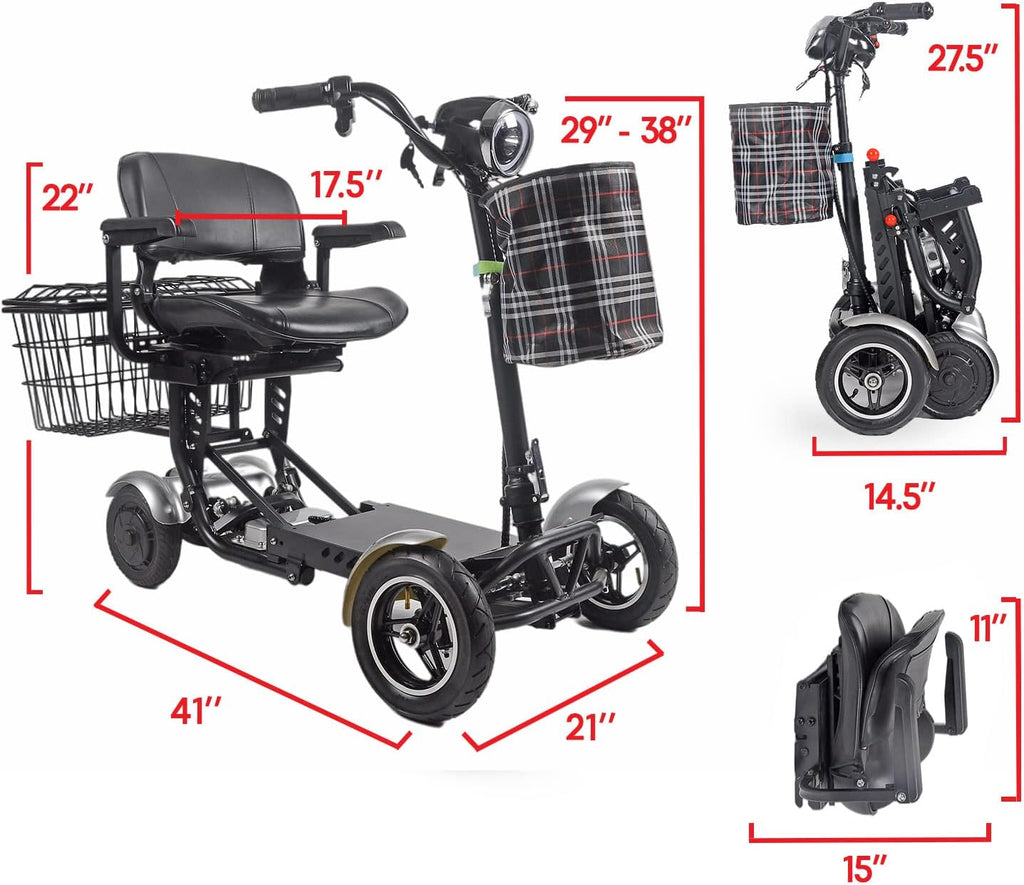 Foldable 4 Wheel Mobility Scooter for Seniors Long Range Battery a7