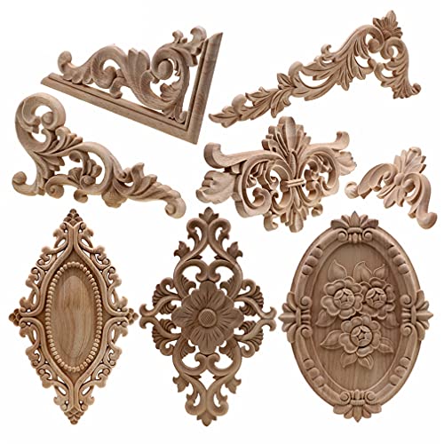Wooden Floral Carving Wall Decor 10x55cm a7