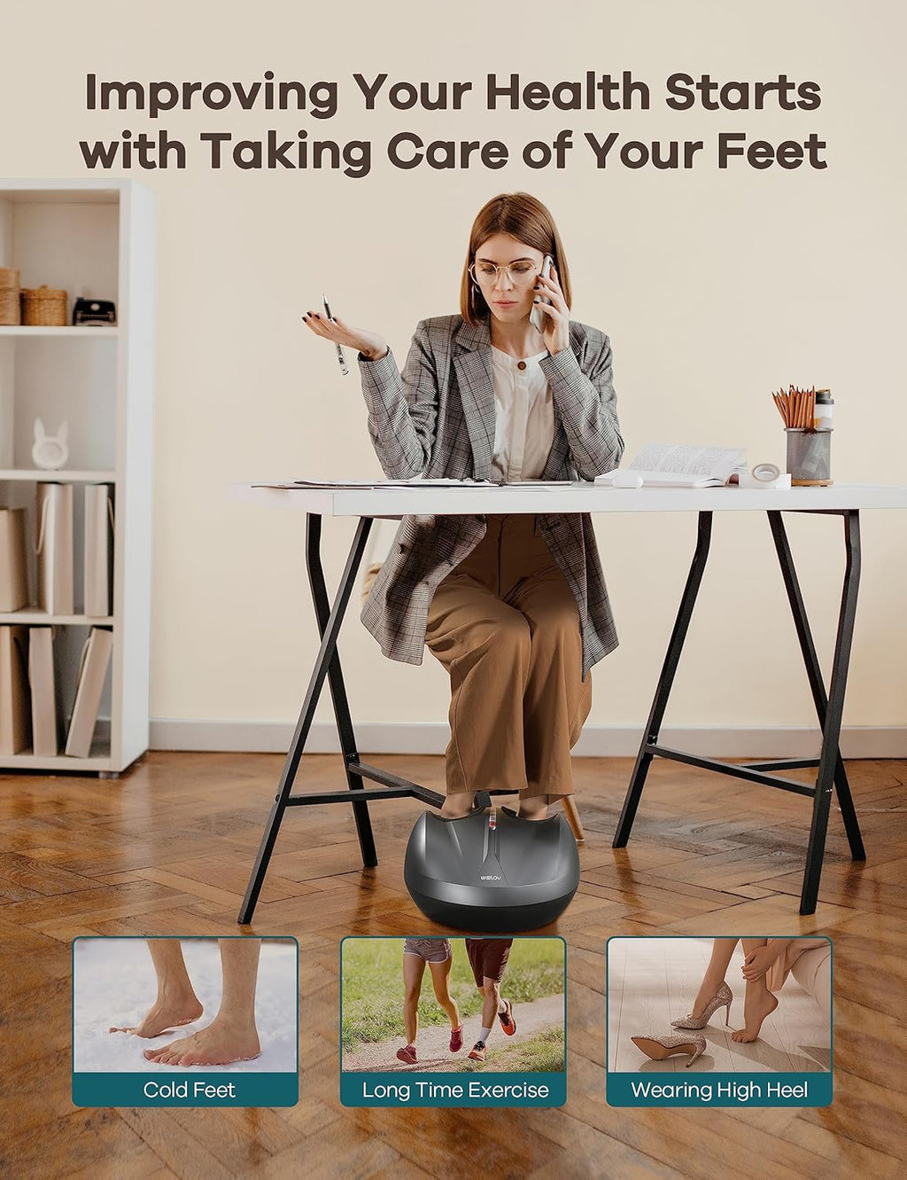 Foot Massager for Neuropathy Pain, Deep Kneading Shiatsu, 2 Heating Levels a7