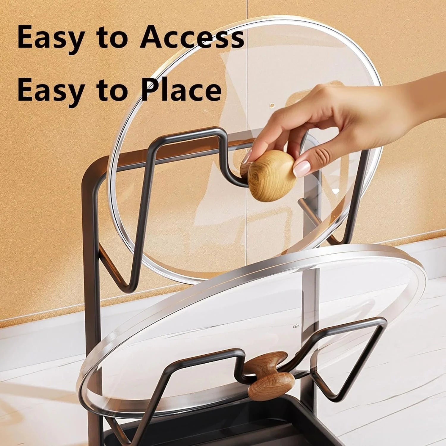 Stainless Steel Pot Lid Storage Rack with Drip Tray k7m