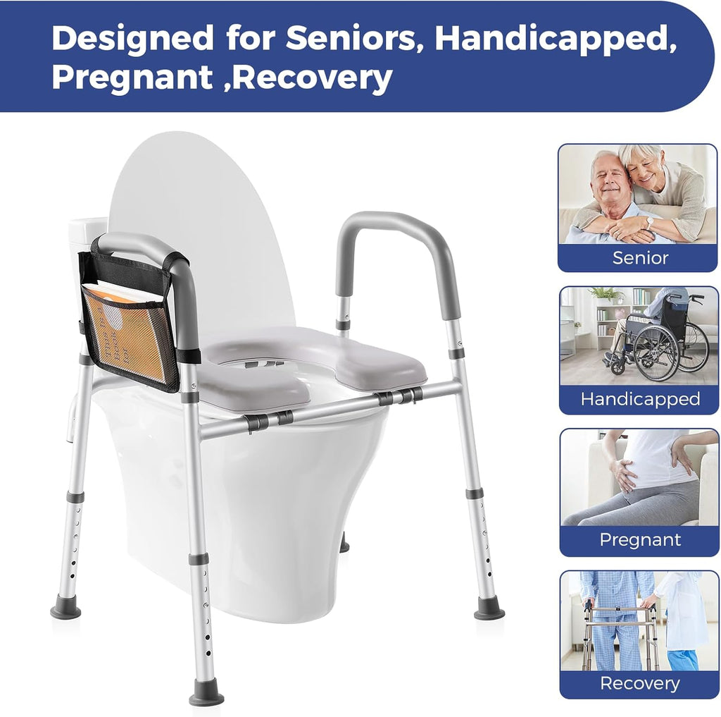 Elevated Toilet Seat Riser with Handles, Adjustable Width Height7k