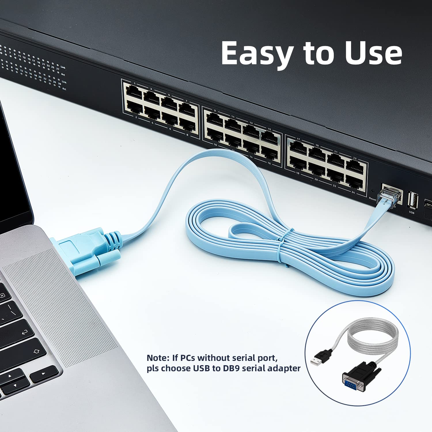 RJ45 to DB9 Console Cable 1.8m RS232 Serial Adapter k7