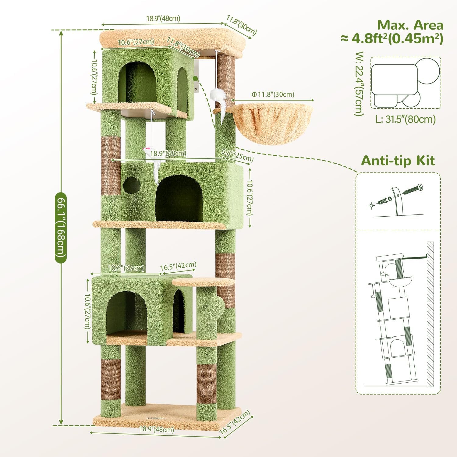 Cat Climbing Tower with Platform and Caves 7k