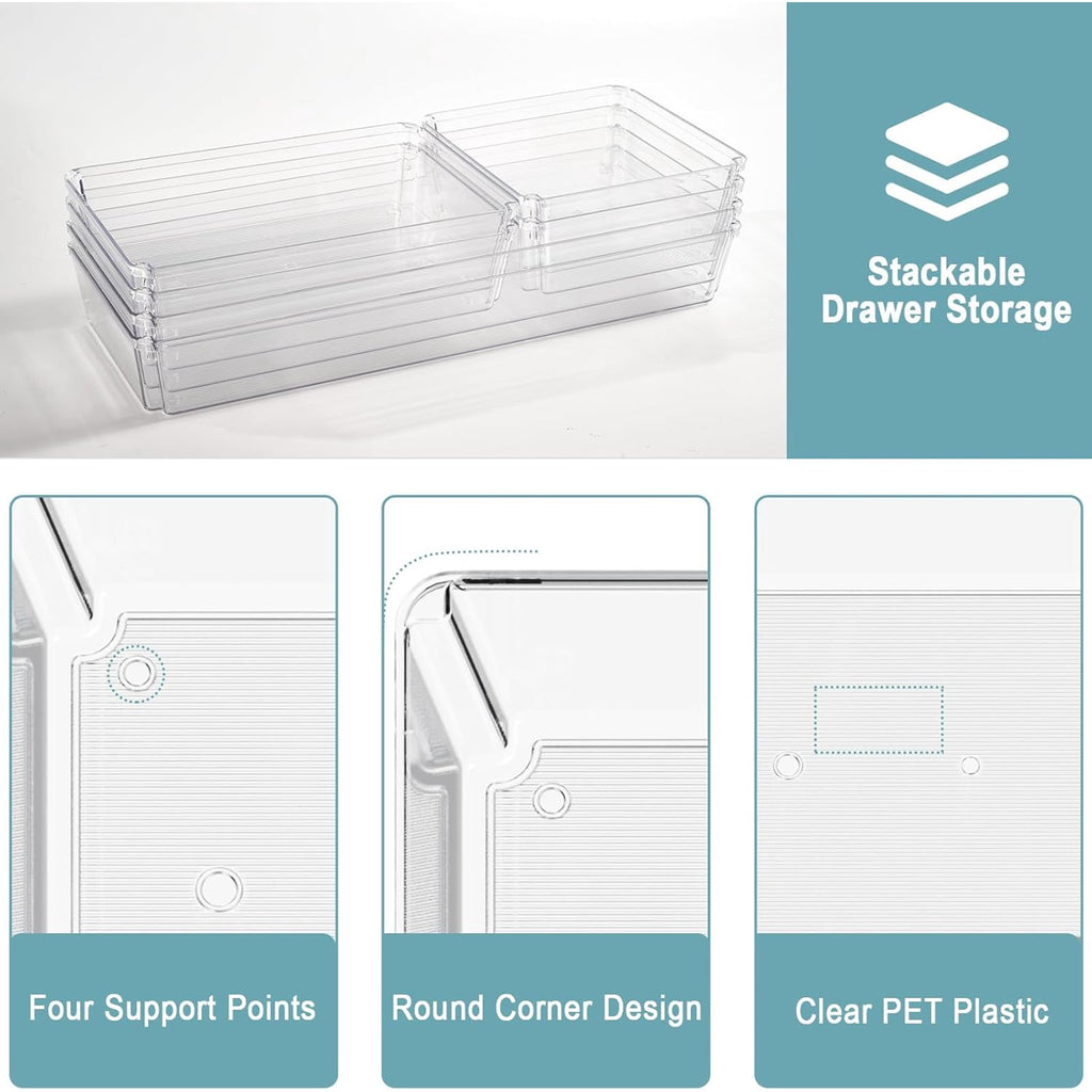 Clear Plastic Drawer Organizer Trays 6 Pack a7
