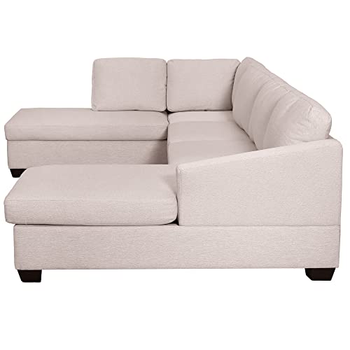 Beige U-Shape Sectional Sofa with Double Chaise Lounge k7m