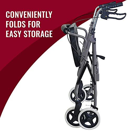 Rollator Walker with Extra Wide Seat, Adjustable Height, Burgundy k7