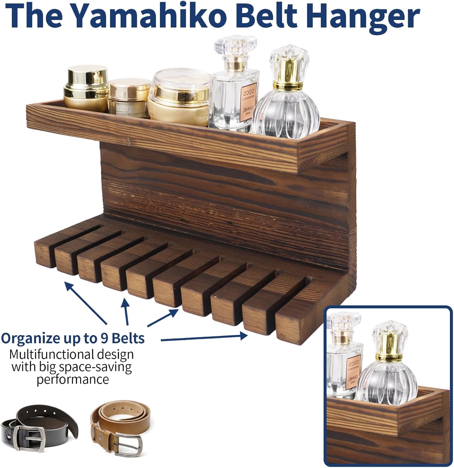 Belt Organizer with Wall Mount Shelving Rack k7p