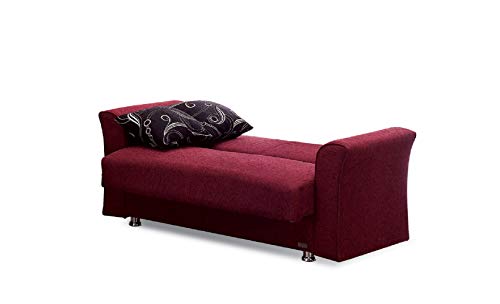 Convertible Sofa Bed with Storage and 2 Pillows, Burgundy k7