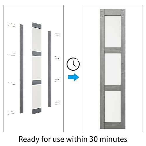 Double Glass Barn Door 21x84in with Sliding Hardware Kit White k7