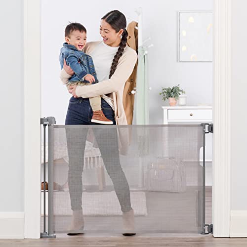 Retractable Baby Gate Extra Wide 50 Inch Walk Through White a7