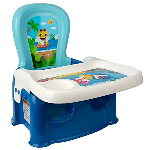 The First Years Pinkfong Baby Shark Mealtime Baby Toddler Booster Seat with Adjustable Tray - Portable Booster Seat for Dining Table - Travel Essentials for Baby - Up to 50 lbs. - Baby Gifts