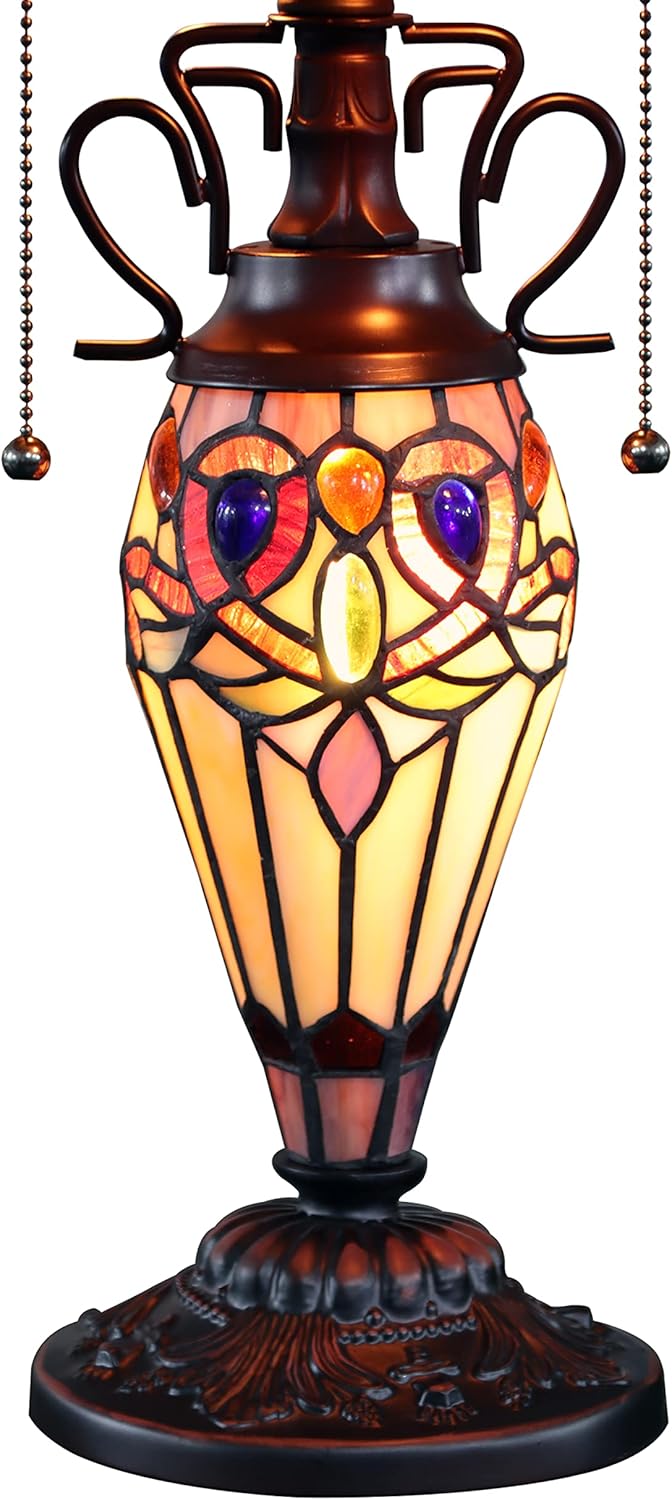 Tiffany-style Dark Bronze 3 Light Table Lamp 16" Shade k7m