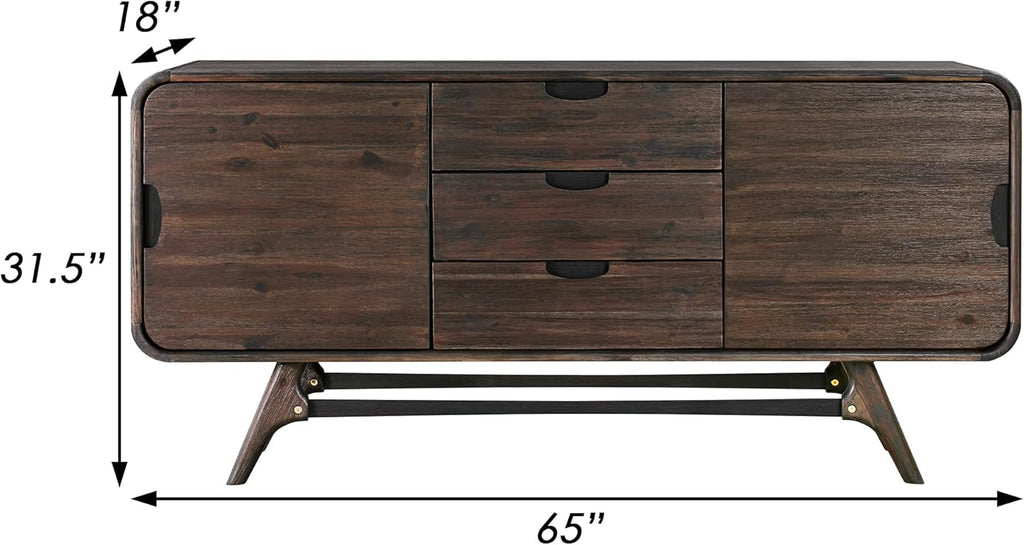 Serving Cabinet Buffet Sideboard with 3 Drawers, Brown q7