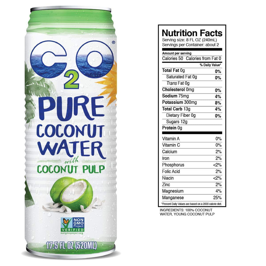 Coconut Water with Pulp, No Added Sugar, 17.5 fl oz Pack of 12 k7